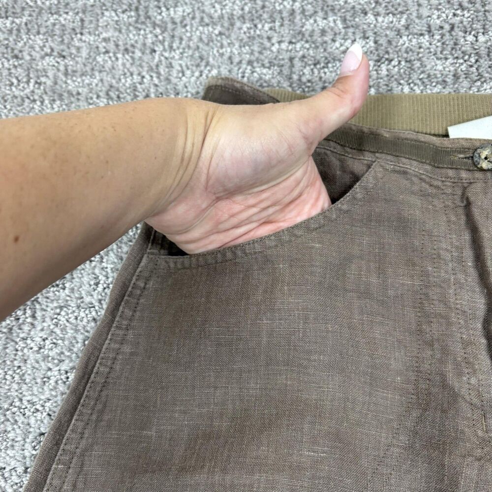 Kleen Pants Women XS Brown Linen Wide Leg Cropped Capsule Lagenlook Boho Granola - Picture 3 of 8